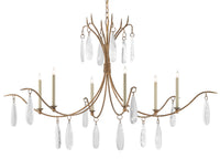 Currey and Company - 9000-0545 - Six Light Chandelier - Marshallia Collection - Rustic Gold/Faux Rock Crystal