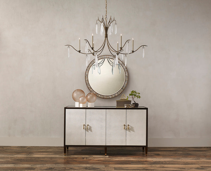 Currey and Company - 9000-0545 - Six Light Chandelier - Marshallia Collection - Rustic Gold/Faux Rock Crystal
