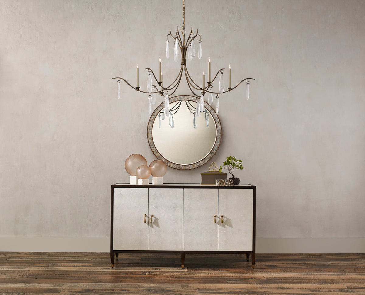 Currey and Company - 9000-0545 - Six Light Chandelier - Marshallia Collection - Rustic Gold/Faux Rock Crystal