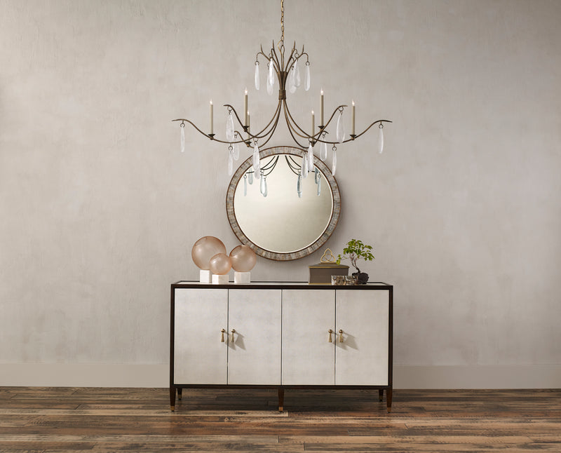 Currey and Company - 9000-0545 - Six Light Chandelier - Marshallia Collection - Rustic Gold/Faux Rock Crystal