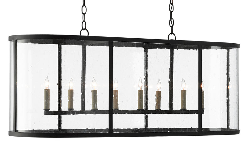 Currey and Company Eight Light Chandelier from the Argand collection in Antique Black finish
