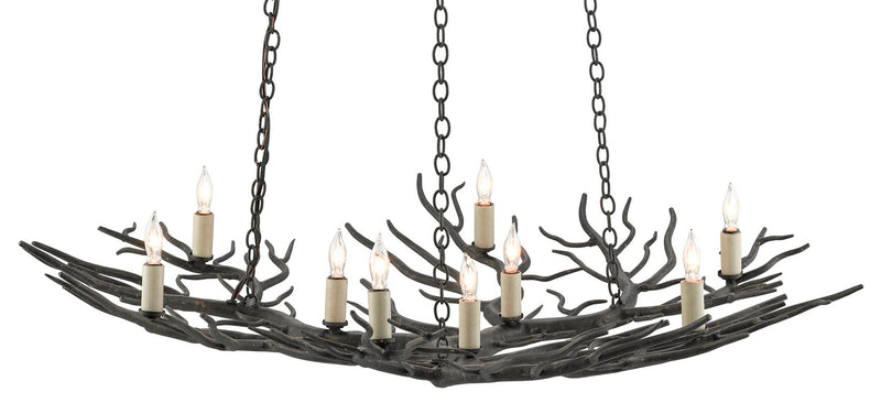 Currey and Company - 9000-0555 - Nine Light Chandelier - Rainforest Collection - Rustic Bronze