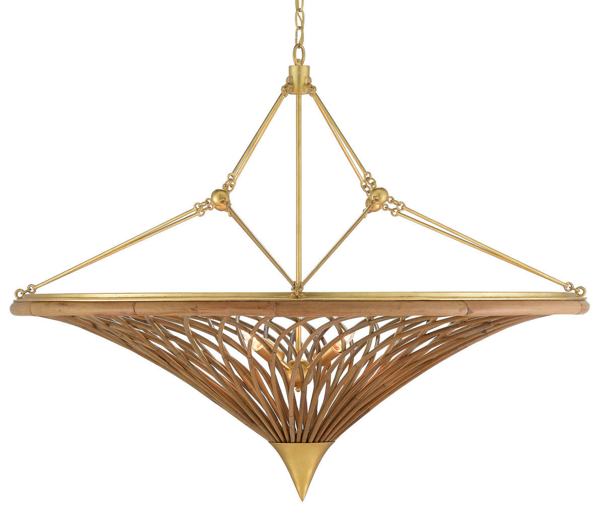Currey and Company - 9000-0560 - Four Light Chandelier - Natural/Contemporary Gold Leaf