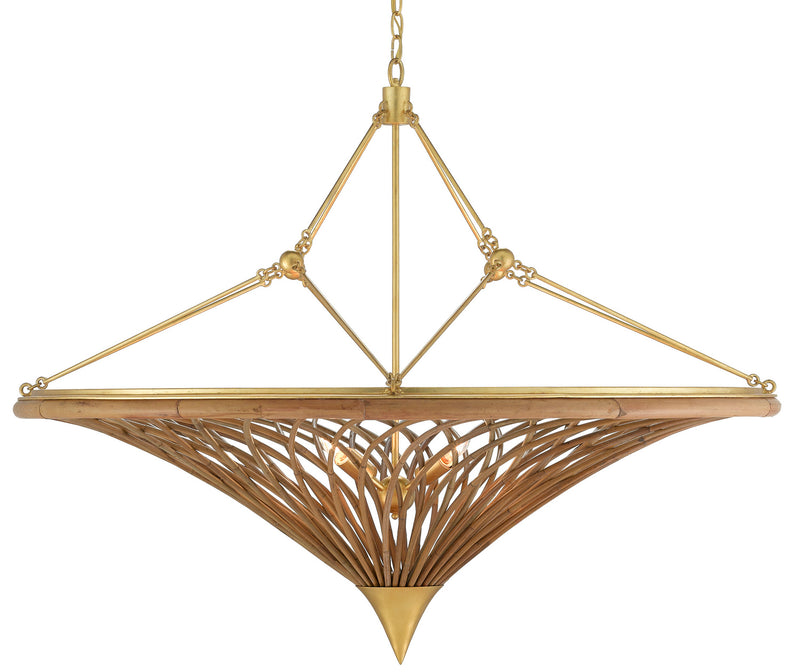 Currey and Company - 9000-0560 - Four Light Chandelier - Natural/Contemporary Gold Leaf