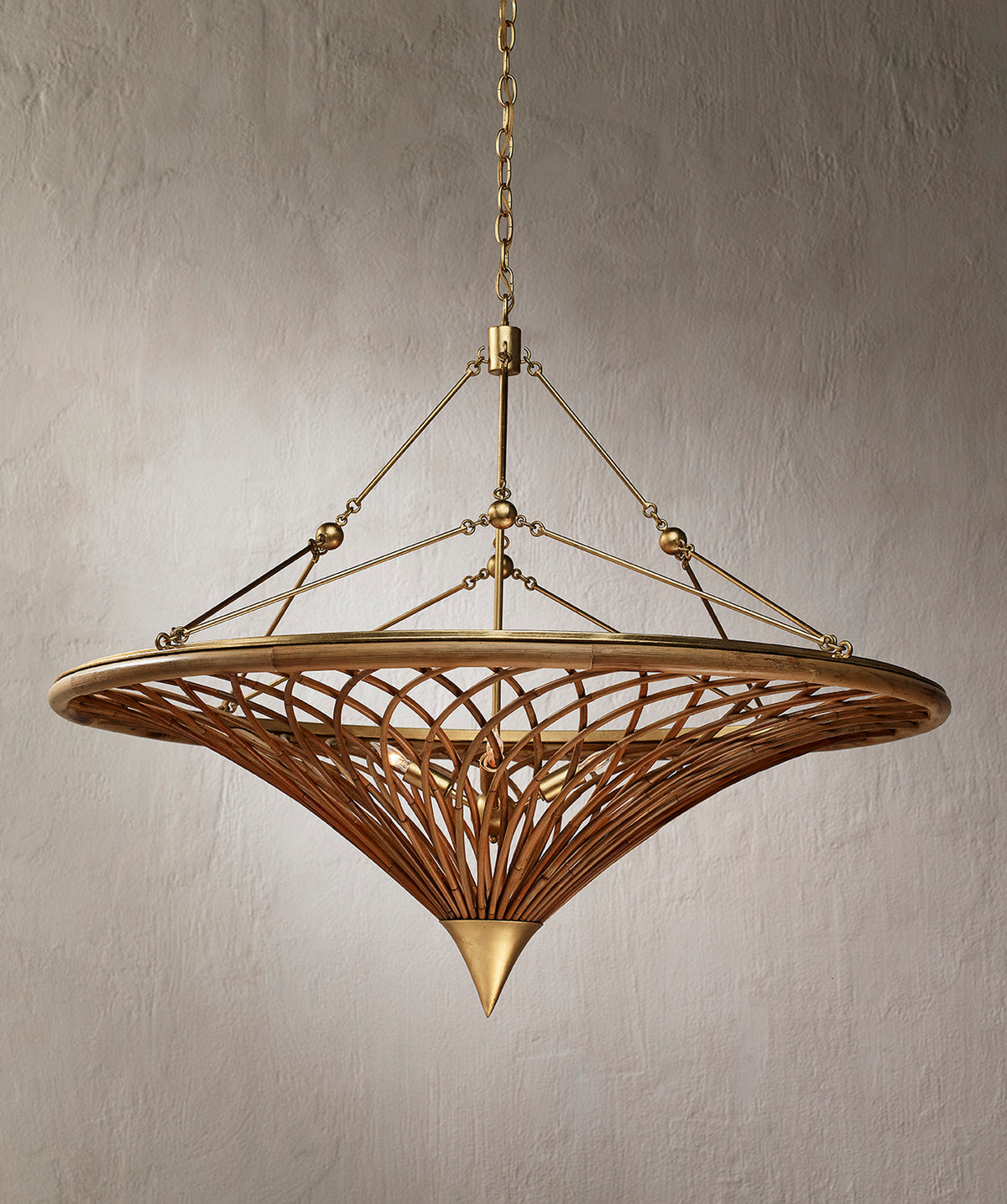 Currey and Company - 9000-0560 - Four Light Chandelier - Natural/Contemporary Gold Leaf