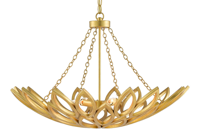Currey and Company - 9000-0565 - Four Light Chandelier - Contemporary Gold Leaf