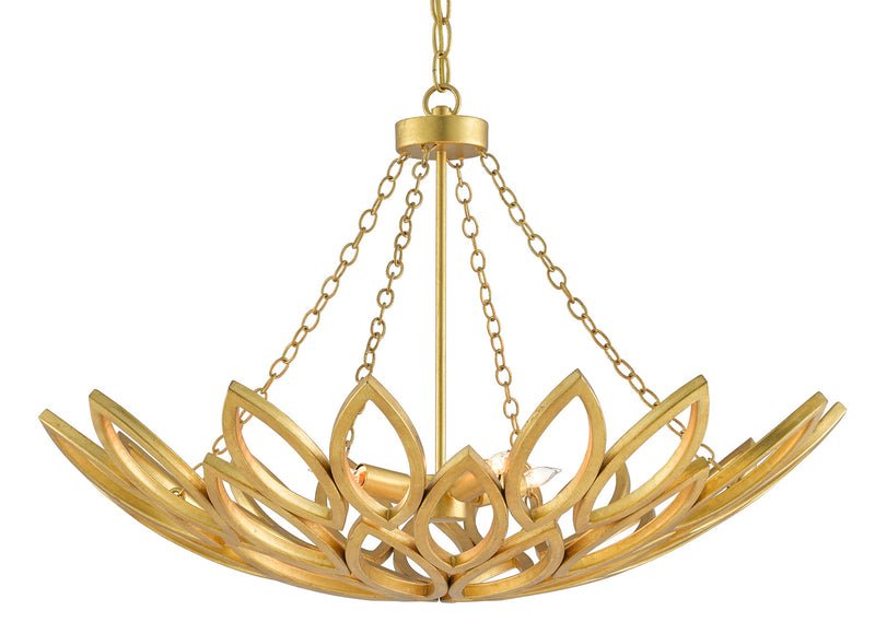 Currey and Company - 9000-0565 - Four Light Chandelier - Contemporary Gold Leaf