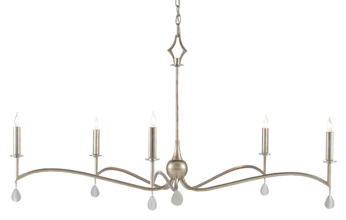 Currey and Company Five Light Chandelier from the Serilana collection in Antique Silver Leaf/Natural finish