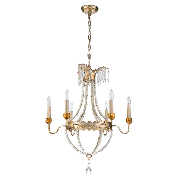Lucas + McKearn Six Light Chandelier from the Louis collection in Distressed Silver and Gold finish