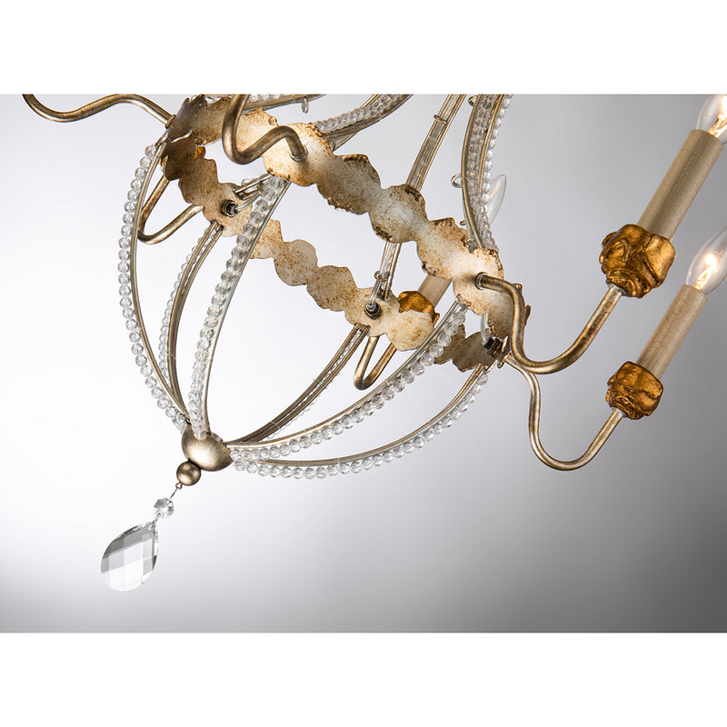 Lucas + McKearn - CH1035-6 - Six Light Chandelier - Louis - Distressed Silver/Gold