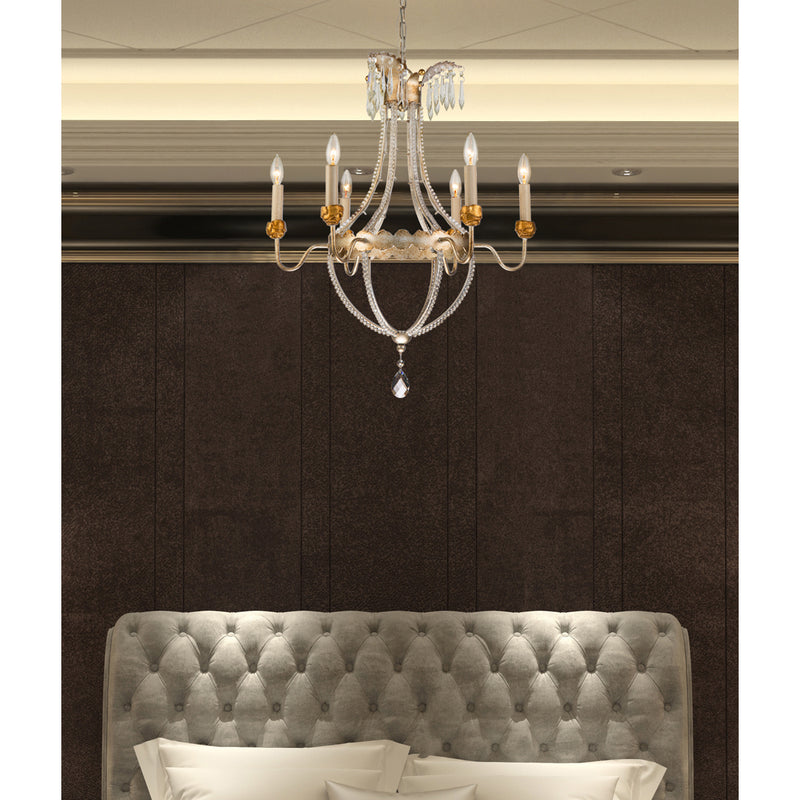 Lucas + McKearn - CH1035-6 - Six Light Chandelier - Louis - Distressed Silver/Gold