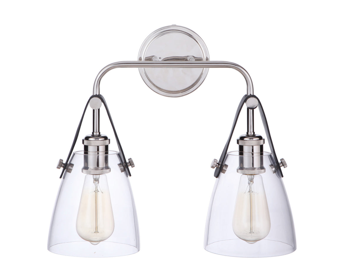 Craftmade Two Light Wall Sconce from the Hagen collection in Polished Nickel finish