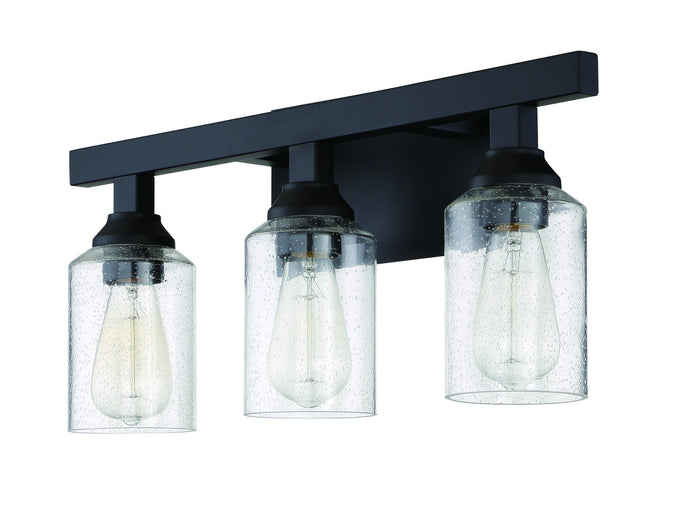 Craftmade Three Light Vanity from the Chicago collection in Flat Black finish