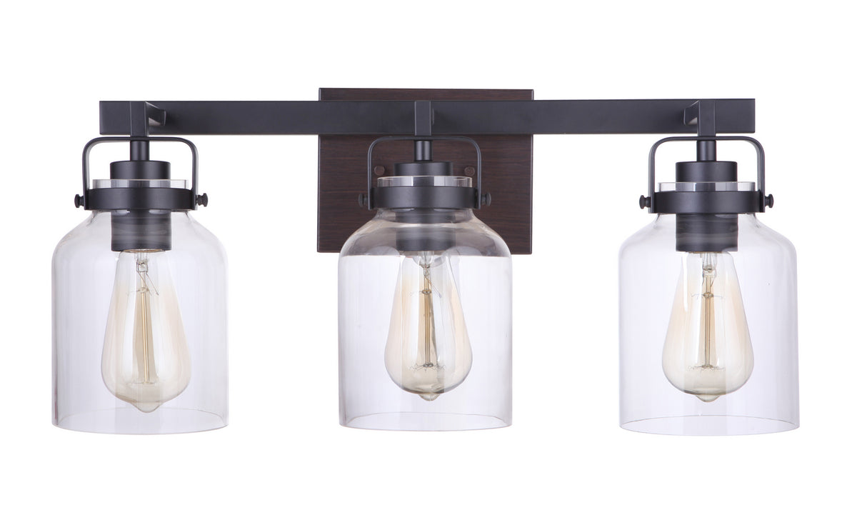 Craftmade - 53603-FBDT - Three Light Vanity - Foxwood - Flat Black / Dark Teak