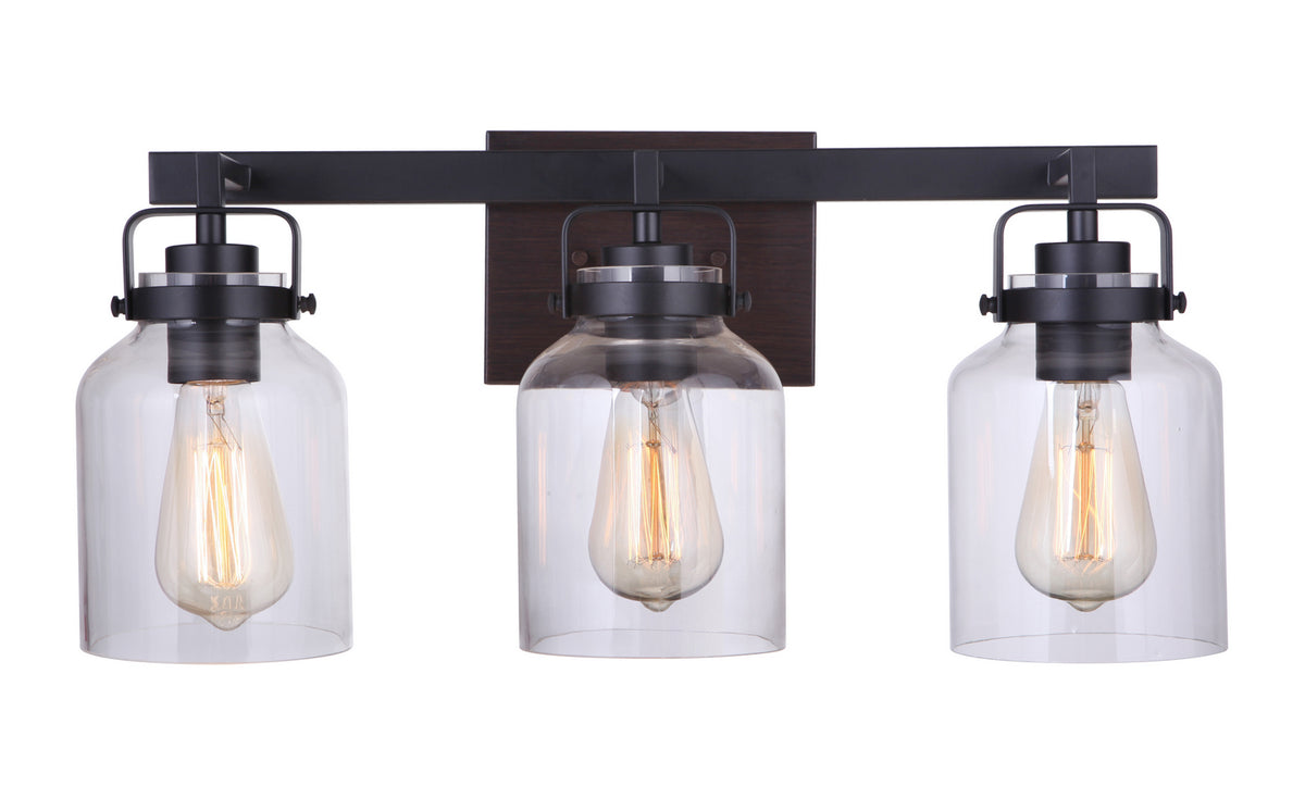 Craftmade - 53603-FBDT - Three Light Vanity - Foxwood - Flat Black / Dark Teak