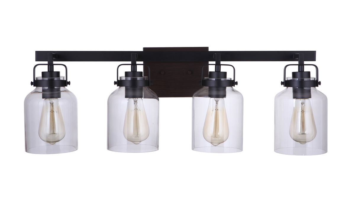 Craftmade - 53604-FBDT - Four Light Vanity - Foxwood - Flat Black / Dark Teak