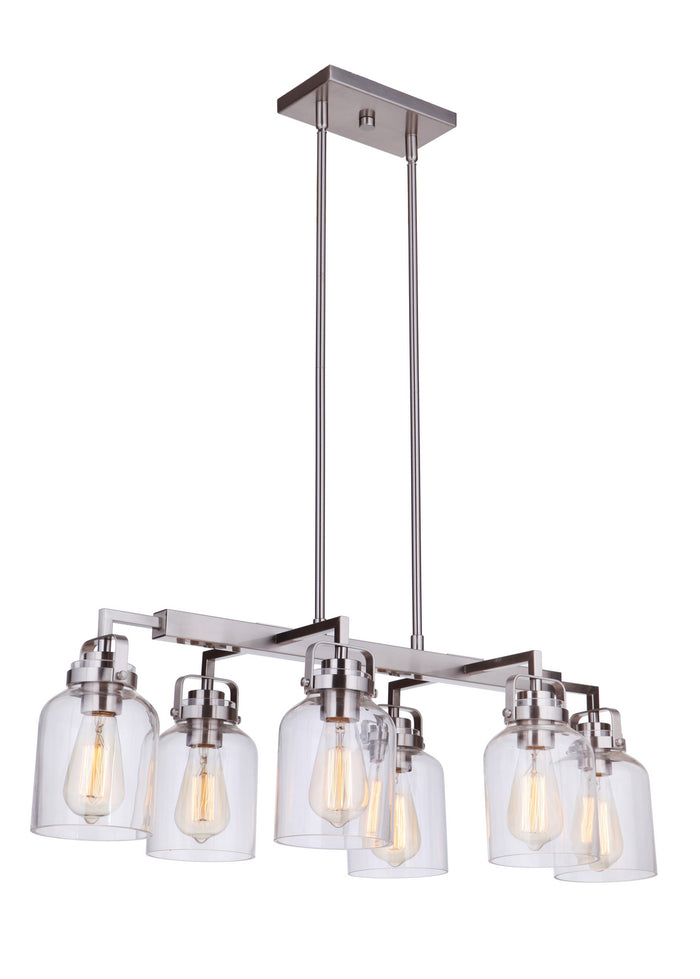 Craftmade Six Light Island Pendant from the Foxwood collection in Brushed Polished Nickel finish