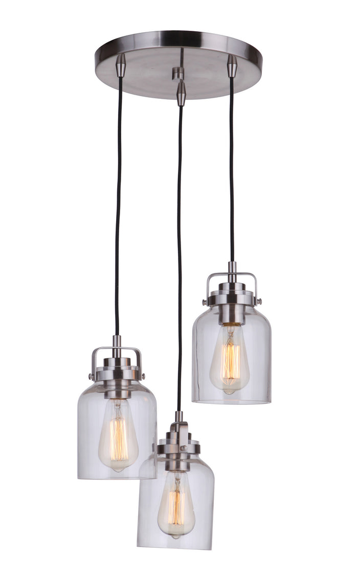 Craftmade Three Light Pendant from the Foxwood collection in Brushed Polished Nickel finish