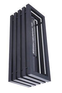 Craftmade Carmel outdoor wall light with a black Textured Black rectangular stacked-frame body surrounding a clear glass