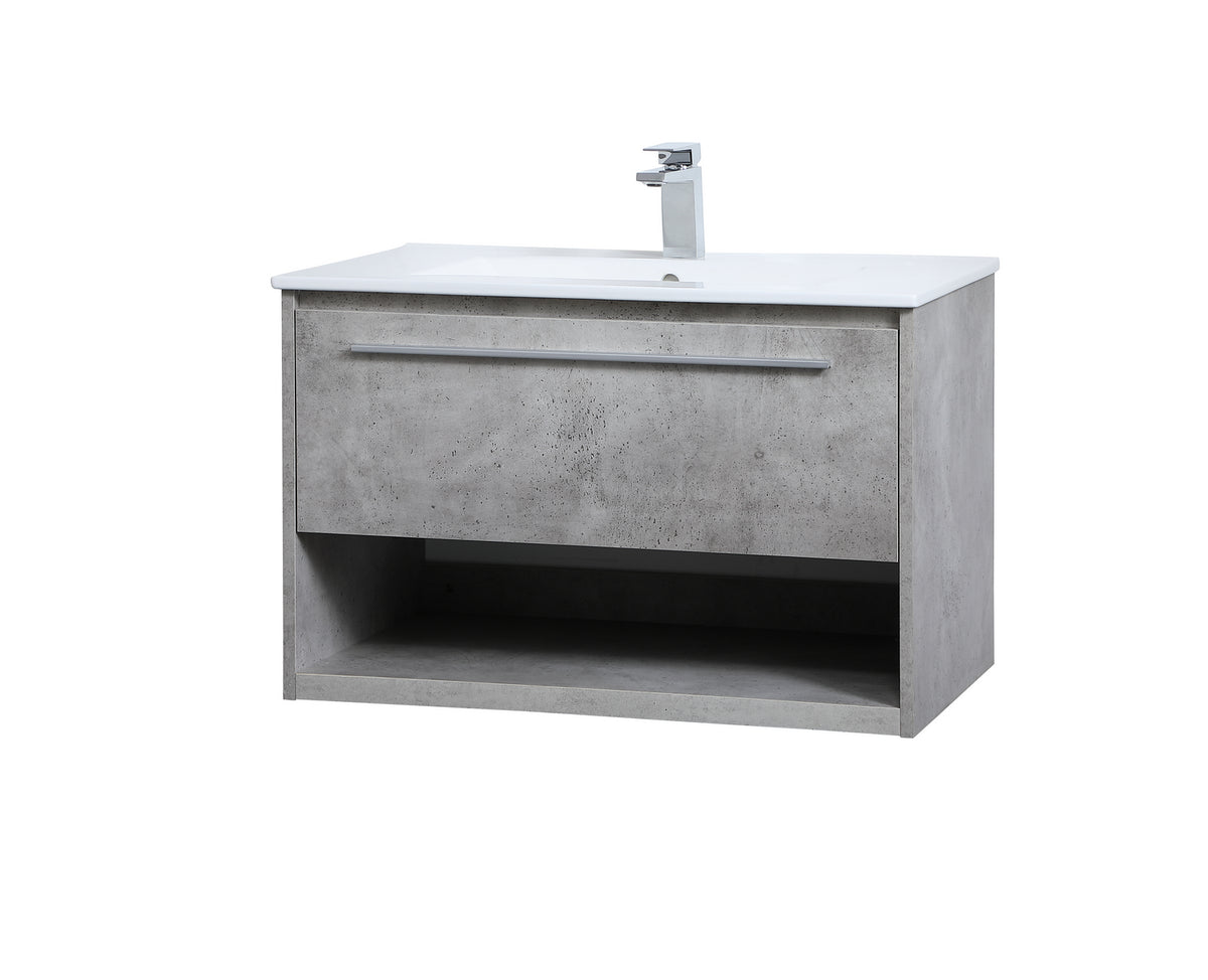 Elegant Lighting - VF43030CG - Single Bathroom Floating Vanity - Kasper - Concrete Grey