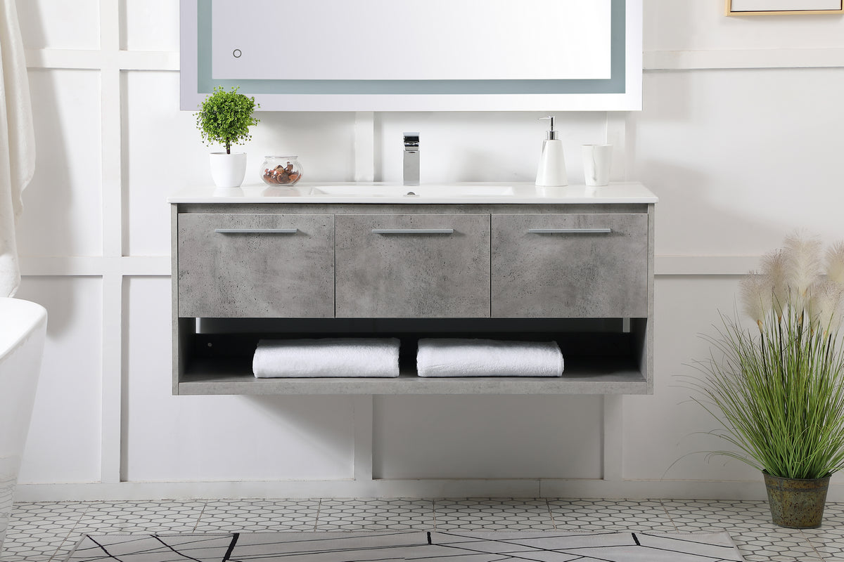 Elegant Lighting - VF43048CG - Single Bathroom Floating Vanity - Kasper - Concrete Grey