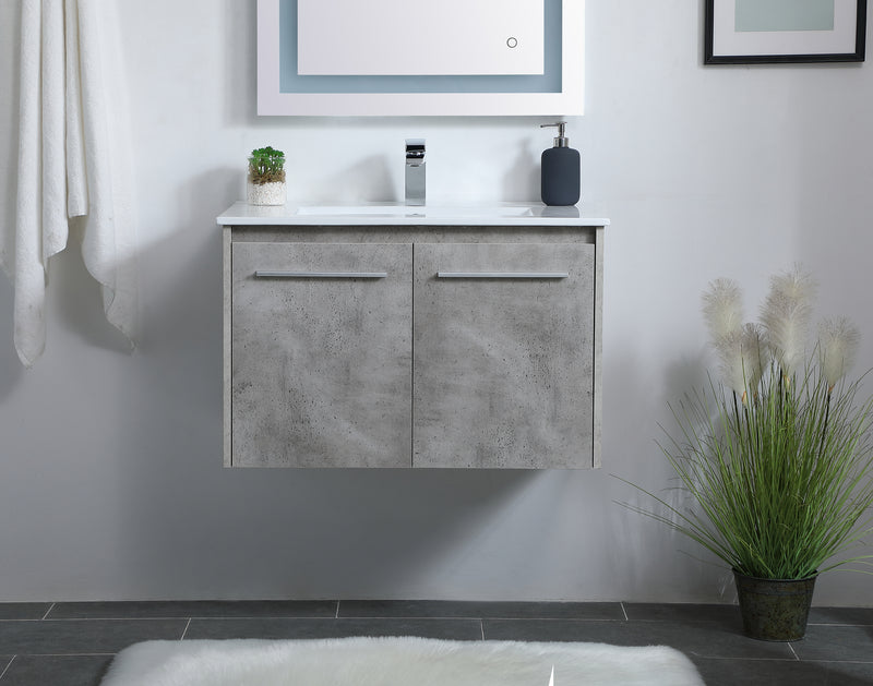 Elegant Lighting - VF44030CG - Single Bathroom Floating Vanity - Rasina - Concrete Grey
