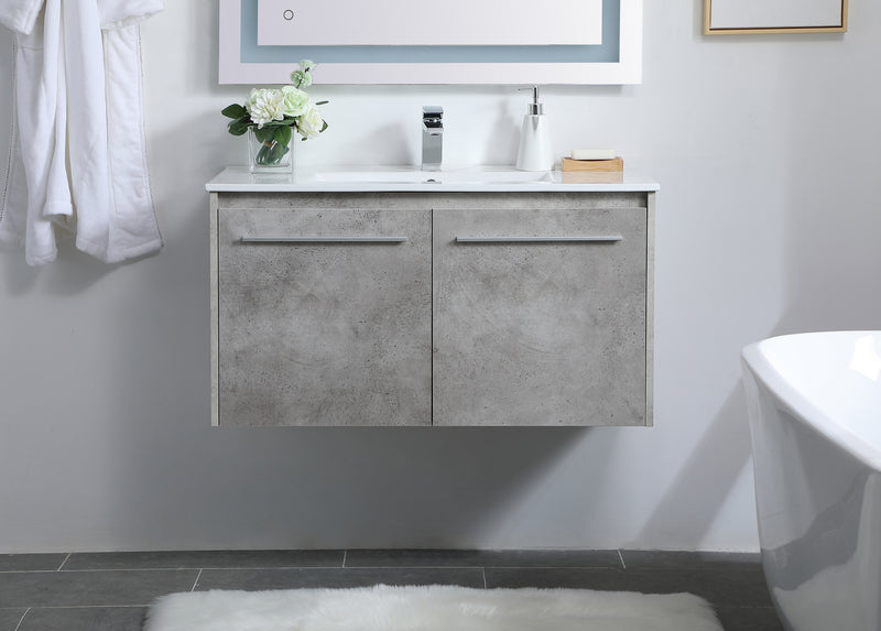 Elegant Lighting - VF44036CG - Single Bathroom Floating Vanity - Rasina - Concrete Grey