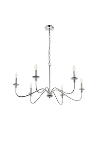 Elegant Lighting - LD5006D36PN - Six Lights Chandelier - Rohan - Polished Nickel