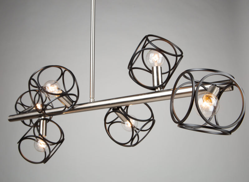 Artcraft - AC11567NB - Six Light Island Pendant - Sorrento - Matte Black & Satin Nickel