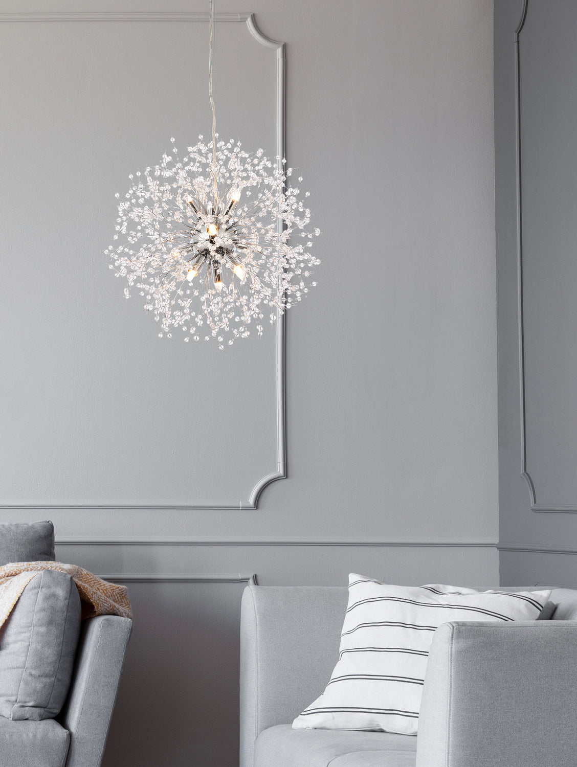 Elegant Lighting - 3507D18C - Nine Light Pendant - Solace - Chrome