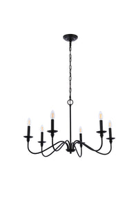 Elegant Lighting - LD5056D30MB - Six Light Chandelier - Rohan - Matte Black