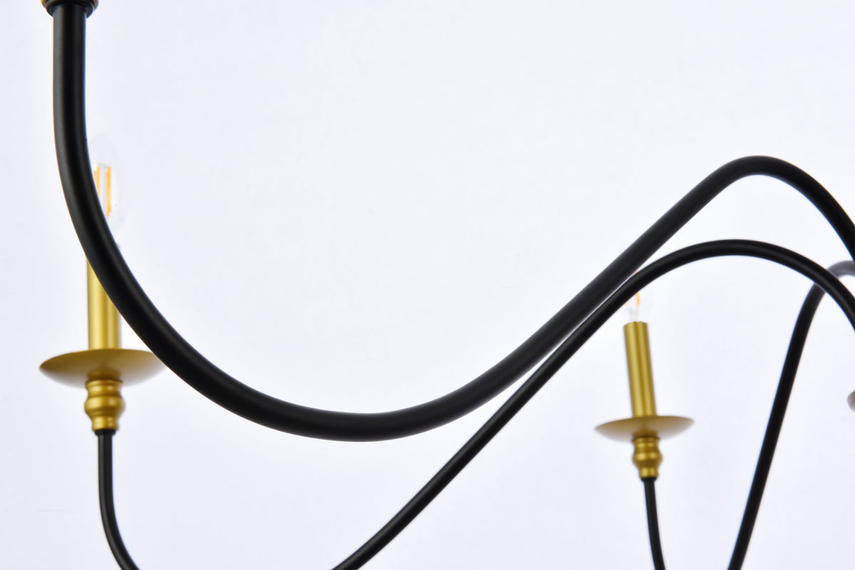 Elegant Lighting - LD5056D42BRB - Six Light Chandelier - Rohan - Brass and Black