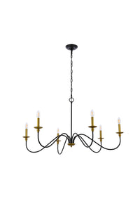 Elegant Lighting - LD5056D42BRB - Six Light Chandelier - Rohan - Brass and Black