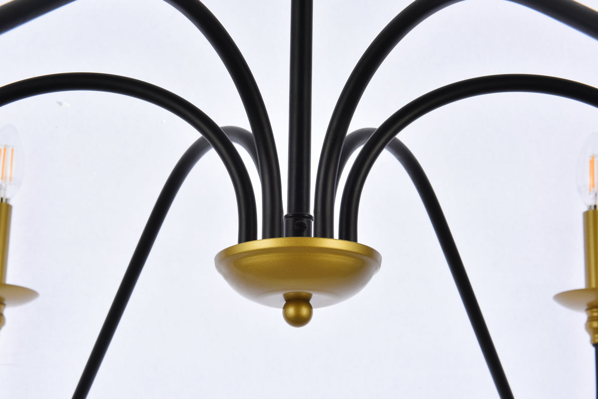 Elegant Lighting - LD5056D48BRB - Six Light Chandelier - Rohan - Brass and Black
