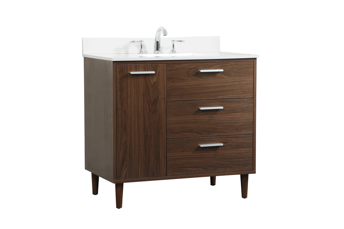 Elegant Lighting - VF47036MWT-BS - Vanity Sink Set - Baldwin - Walnut