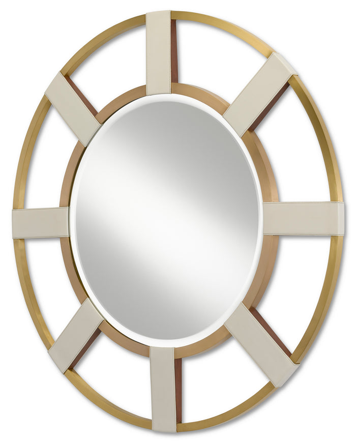 Currey and Company Mirror from the Camille collection in Cream/Brushed Brass/Mirror finish