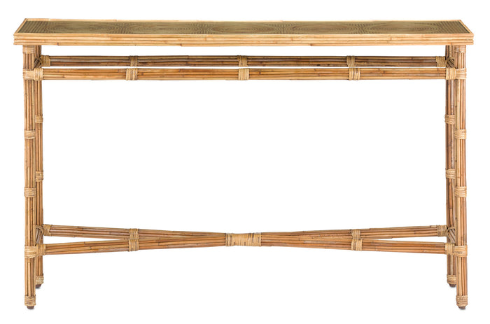 Currey and Company Console Table from the Silang collection in Natural Rattan finish