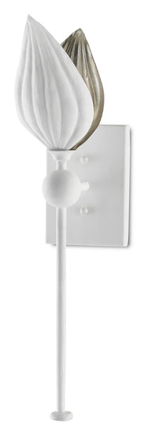 Currey and Company - 5000-0179 - One Light Wall Sconce - Peace Lily Collection - Gesso White/Silver Leaf