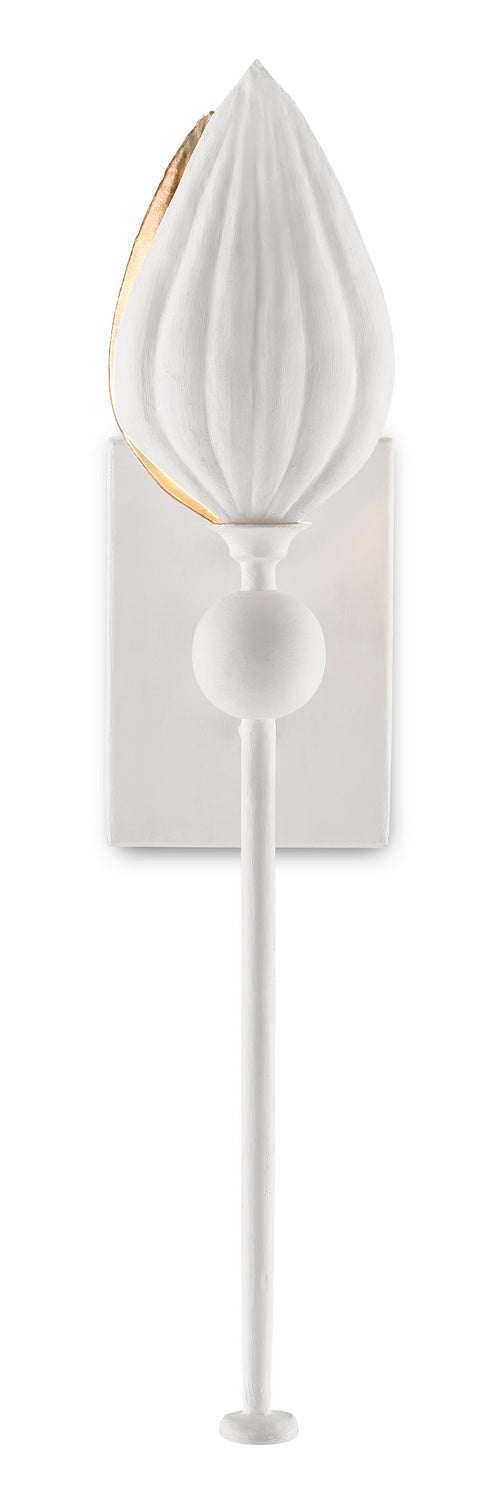 Currey and Company - 5000-0179 - One Light Wall Sconce - Peace Lily Collection - Gesso White/Silver Leaf