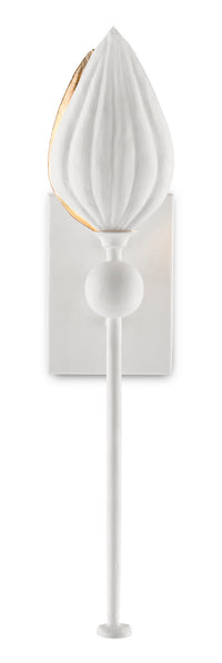 Currey and Company - 5000-0179 - One Light Wall Sconce - Peace Lily Collection - Gesso White/Silver Leaf