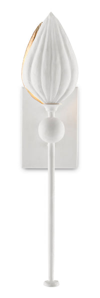 Currey and Company One Light Wall Sconce from the Peace collection in Gesso White/Silver Leaf finish