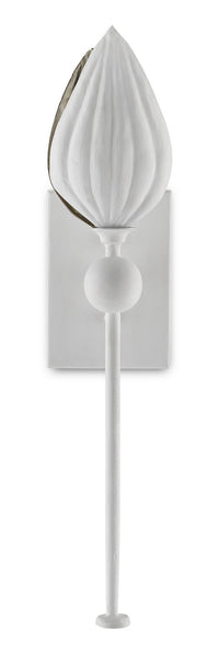 Currey and Company - 5000-0179 - One Light Wall Sconce - Peace Lily Collection - Gesso White/Silver Leaf