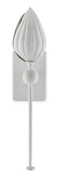 Currey and Company One Light Wall Sconce from the Peace collection in Gesso White/Silver Leaf finish