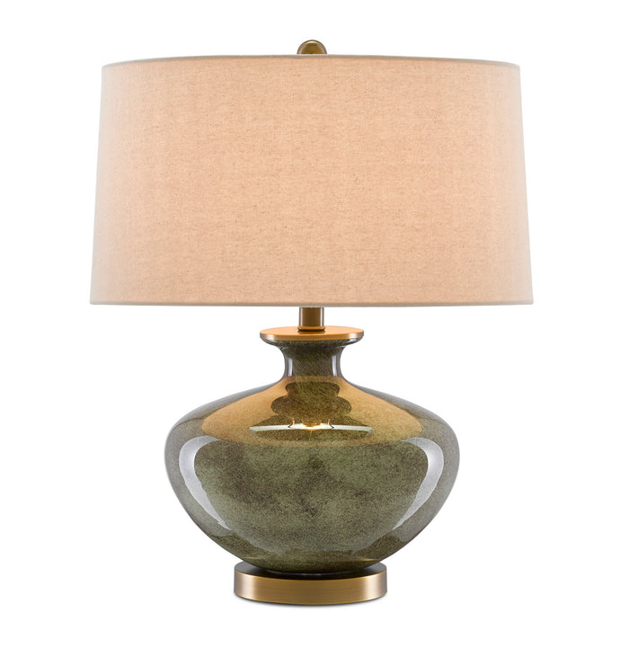 Currey and Company One Light Table Lamp from the Greenlea collection in Dark Gray/Moss Green/Antique Brass finish