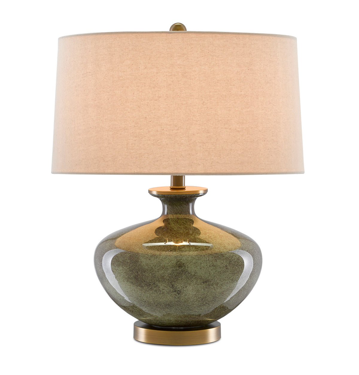 Currey and Company - 6000-0601 - One Light Table Lamp - Greenlea Gray Table Lamp - Dark Gray/Moss Green/Antique Brass