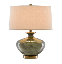 Currey and Company - 6000-0601 - One Light Table Lamp - Greenlea Gray Table Lamp - Dark Gray/Moss Green/Antique Brass