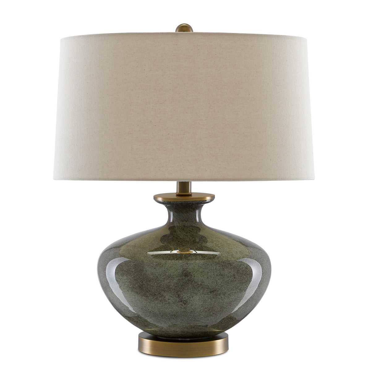 Currey and Company - 6000-0601 - One Light Table Lamp - Greenlea Gray Table Lamp - Dark Gray/Moss Green/Antique Brass