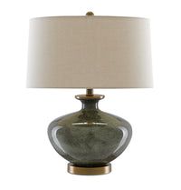 Currey and Company - 6000-0601 - One Light Table Lamp - Greenlea Gray Table Lamp - Dark Gray/Moss Green/Antique Brass
