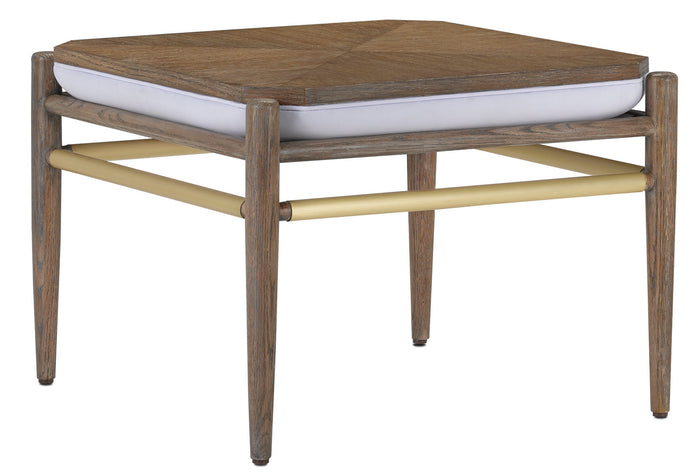 Currey and Company Ottoman from the Visby collection in Light Pepper/Brushed Brass finish