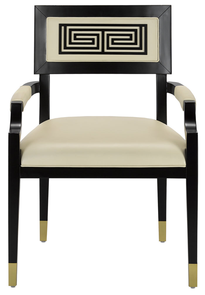 Currey and Company Chair from the Barry Goralnick collection in Caviar Black/Brushed Brass/Milk finish
